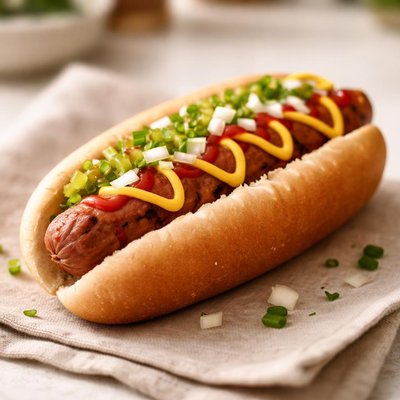 Beef hot dog with bun