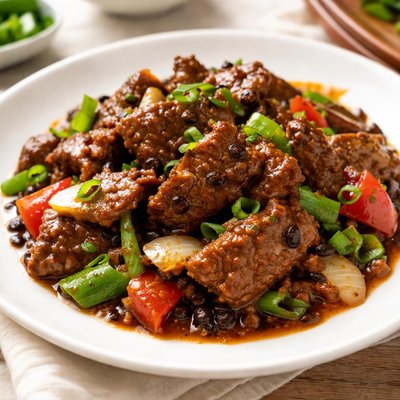 Beef in black bean sauce