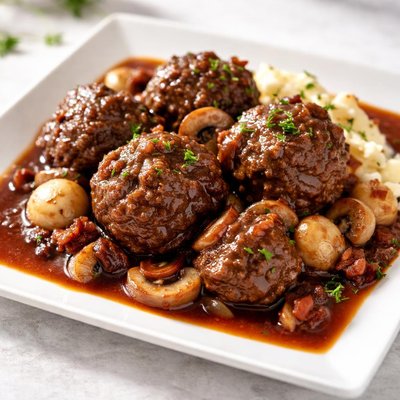 Beef meatballa au vin
