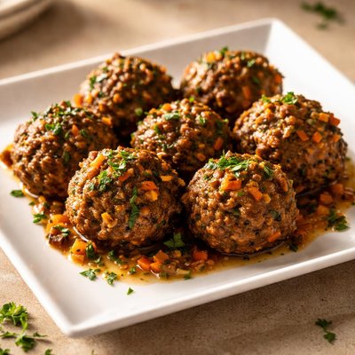 Beef meatballs with minced veggies