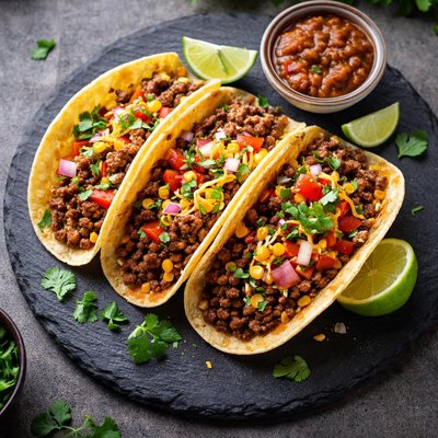 Beef mince tacos with cheese