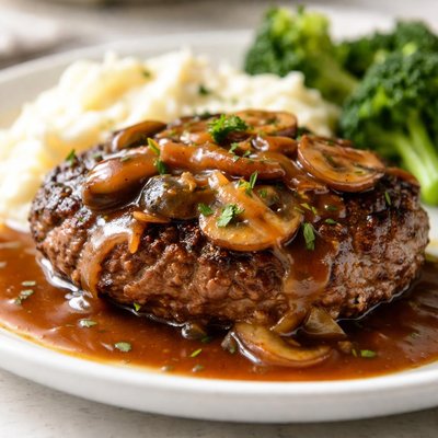 Beef patty with gravy