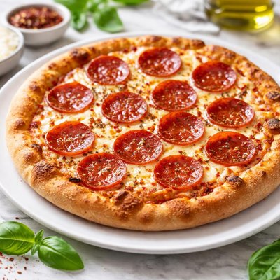 Beef pepperoni pizza