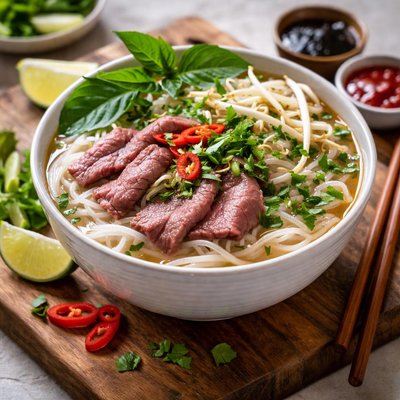 Beef pho noodles