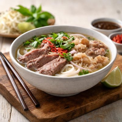Beef pho with tendons