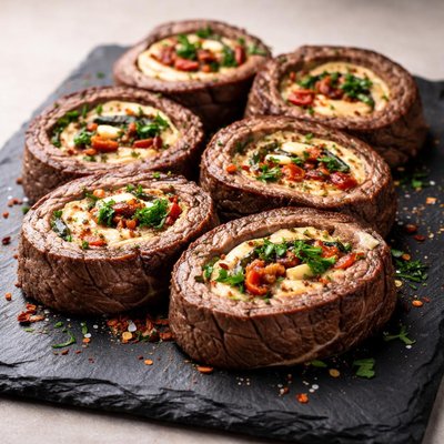 Beef plank pinwheels