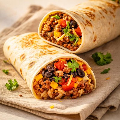 Beef rice buritto