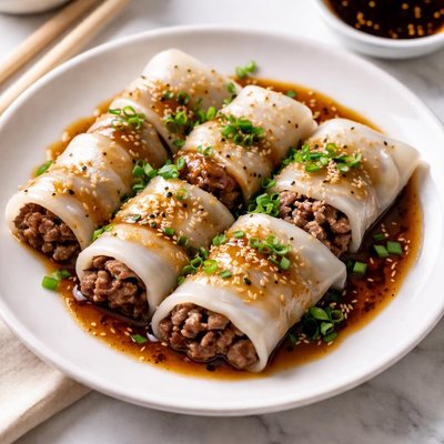 Beef rice noodle dimsum
