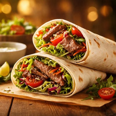 Beef salad wrap