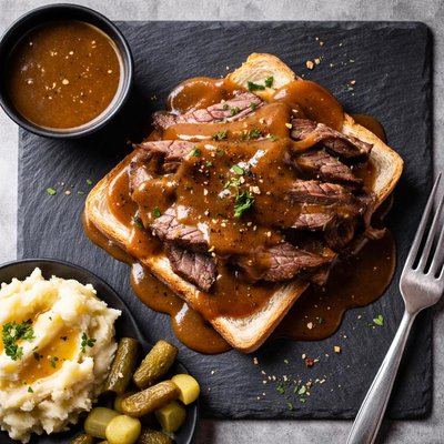 Beef sandwich with gravy