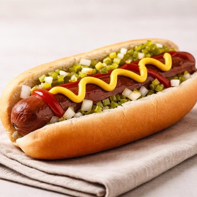 Beef sausage hot dog