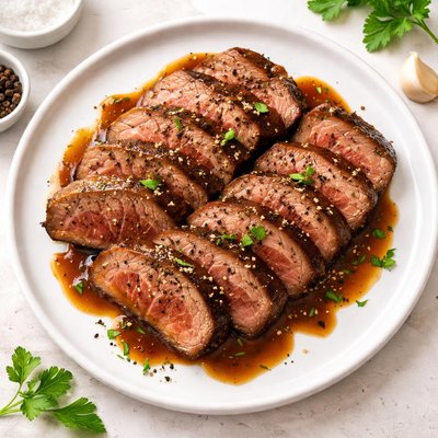 Beef slices with sauce