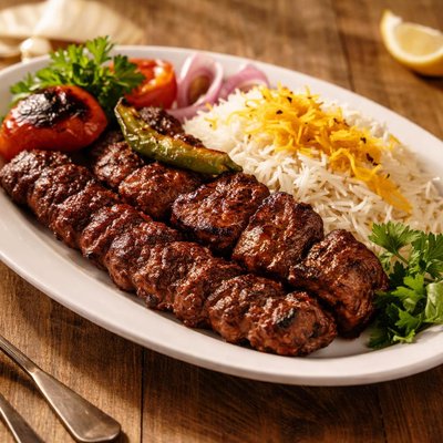 Beef soltani kabob