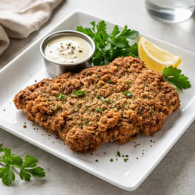 Beef steak with flour coating