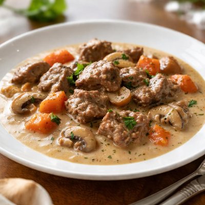 Beef stew in creamy sauce