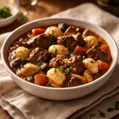 Beef stew with gnocchi