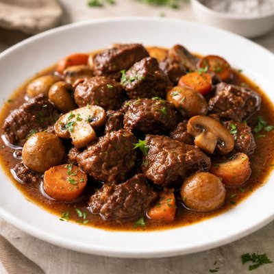 Beef stew with mushrooms