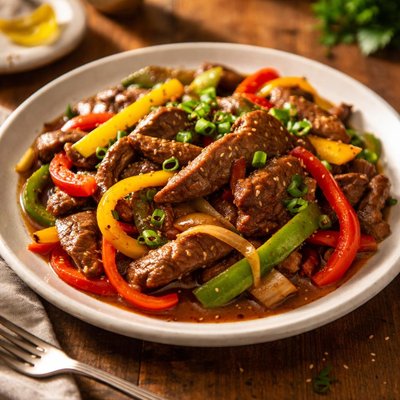 Beef stir-fry with bell peppers