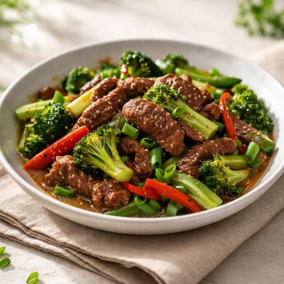 Beef stir-fry with greens