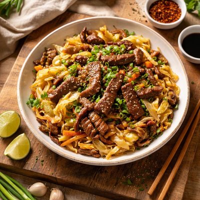 Beef stir fry with cabbage