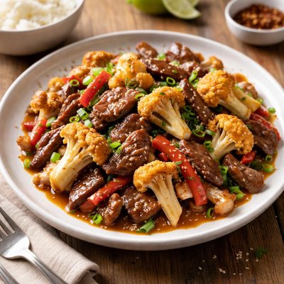 Beef stir fry with cauliflower