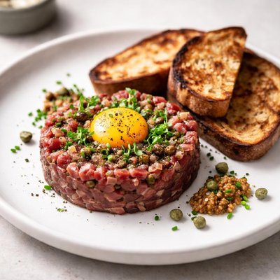 Beef tartare with bread