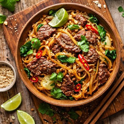 Beef thai noodles