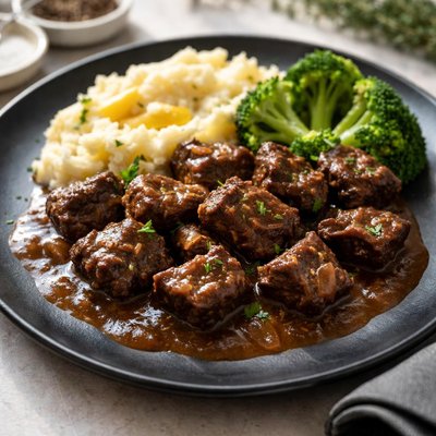 Beef tips in gravy