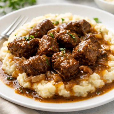Beef tips with gravy