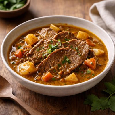 Beef tongue in curry