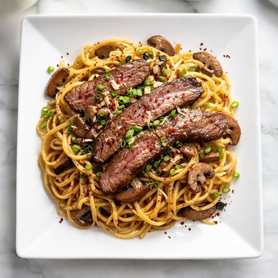 Beef truffle oil noodles