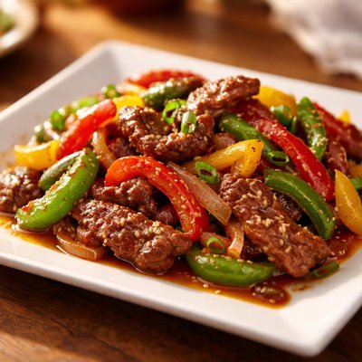 Beef with bell peppers