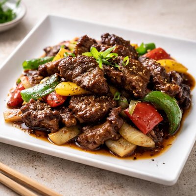 Beef with black pepper sauce