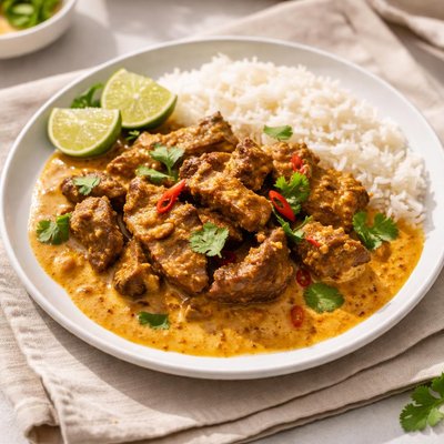 Beef with curry sauce