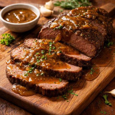 Beef with gravy sauce