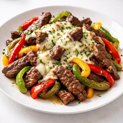 Beef with peppers and cheese