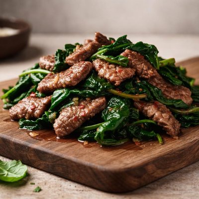 Beef with spinach