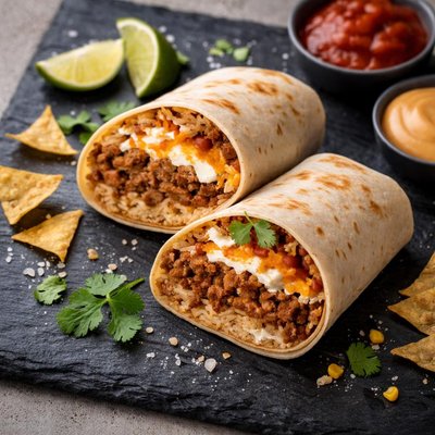 Beefy five layered burrito