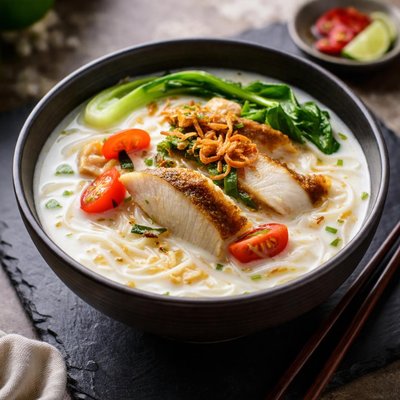 Beehoon fish soup with milk