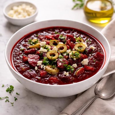 Beet and olive soup