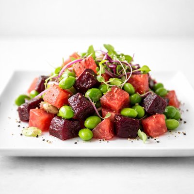 Beet root and edamame and watermelon
