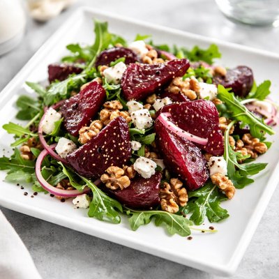 Beet salad with feta and nuts
