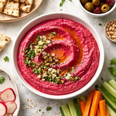 Beetroot and hummus dip