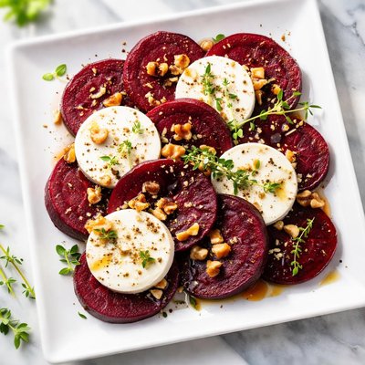 Beetroot slices with cheese
