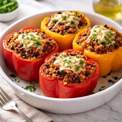 Bell pepper filled with ground beef