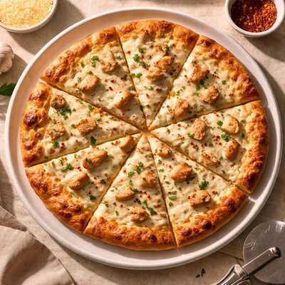 Bellatoria garlic chicken alfredo pizza
