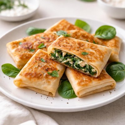 Benderiki with spinach and suluguni