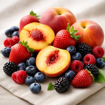 Berries and peach