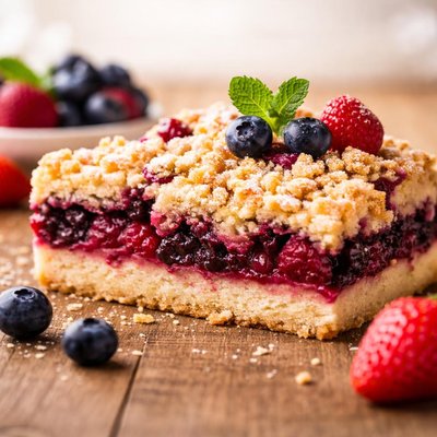 Berry crumble slice
