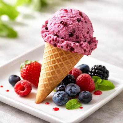Berry ice cream cone